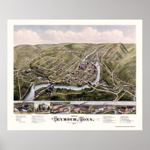 Affiches Seymour, carte panoramique de CT - 1879