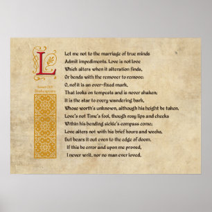 Affiches Shakespeare Sonnet 116 (CXVI) sur Parchemin