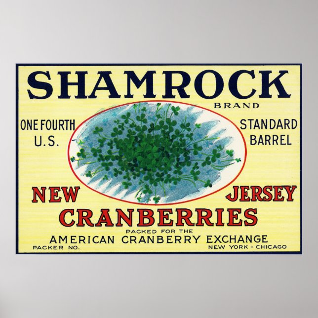 Affiches Shamrock Marque Cranberry Étiquette (Devant)