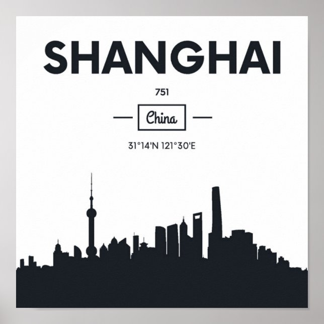 Affiches Shanghai, Chine | Coordonnées de la ville (Devant)