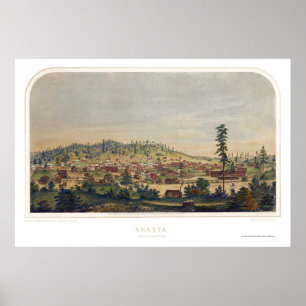 Affiches Shasta, carte panoramique de CA - 1856