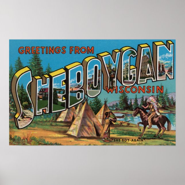 Affiches Sheboygan, Wisconsin (Indiens # 2) (Devant)