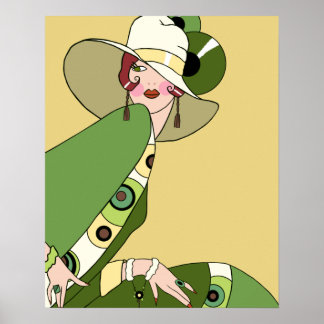 Affiches Shelby, 1920s Lady in Yellow and Olive