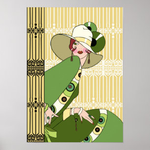 Affiches Shelby, Madame des années 1930 en jaune et olive