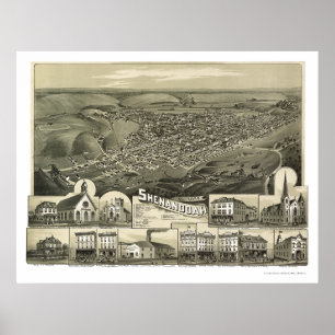 Affiches Shenandoah, carte panoramique de PA - 1889