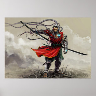 Affiches SHWANN : L'impression Futuriste Samurai DJ