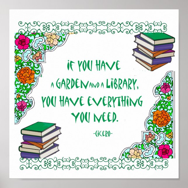 Affiches Si vous avez un jardin et une bibliothèque (Devant)