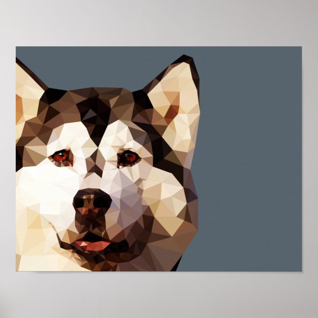 Affiches Sibérie Husky Low Poly Art (Devant)