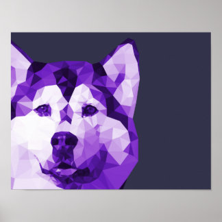 Affiches Sibérie Husky Low Poly Art en violet