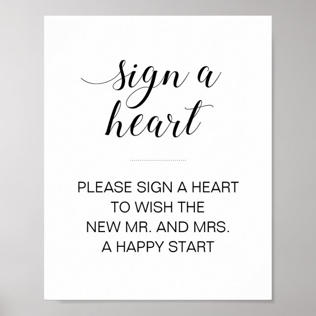 Affiches Sign Heart Drop Wedding Guest Book Sign (Devant)