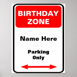 Affiches Signal de stationnement de la zone d'anniversaire