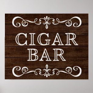 Affiches Signal mariage - Cigar Bar Panneau Rustique Mariag