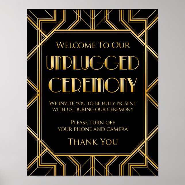 Affiches Signal Mariage de cérémonie débranché | Gatsby Art (Devant)