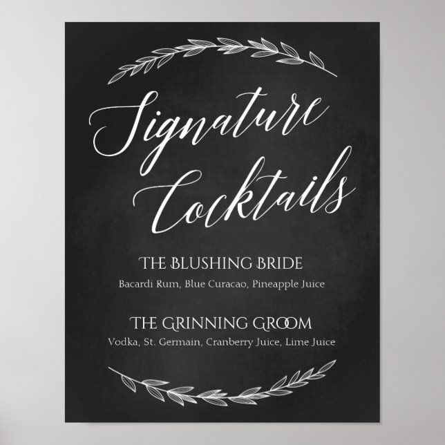 Affiches Signal mariage - Signature Cocktail Panneau de sig (Devant)