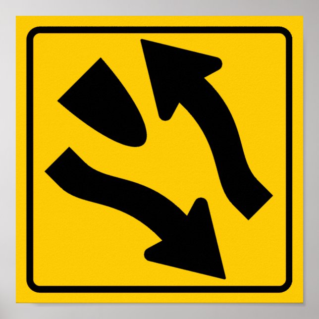 Affiches Signal routier de début de la route divisée (Devant)