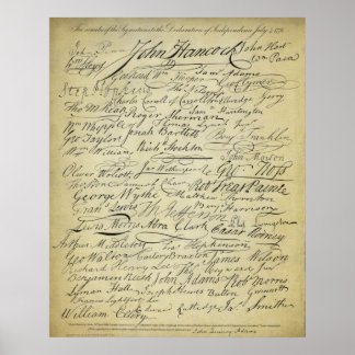 Affiches Signataires de la Déclaration d'indépendance Impri