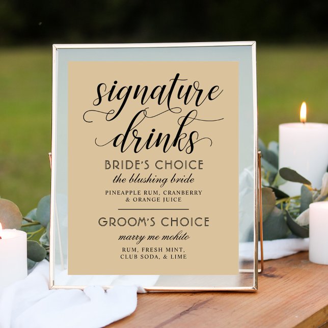 Affiches Signature Boissons Kraft moderne et Script noir (Créateur téléchargé)