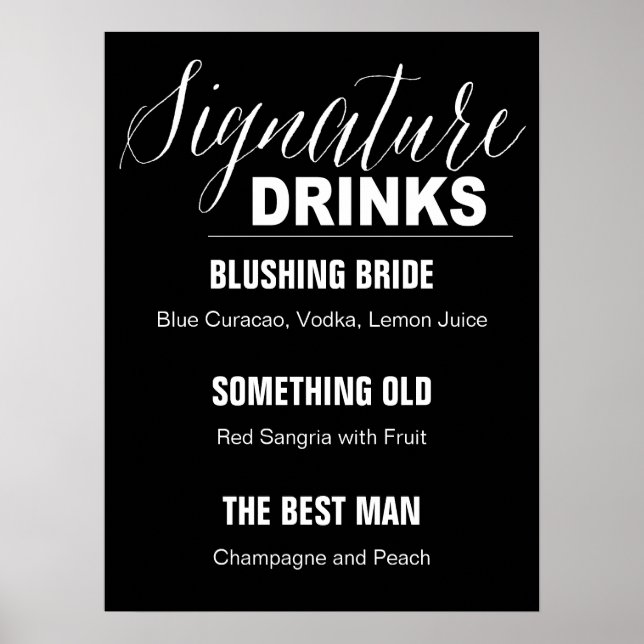 Affiches Signature Boissons Mariage signe arrière - plan no (Devant)