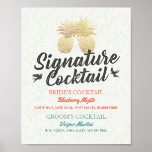 Affiches Signature Cocktail Boisson Menu Mariage Décor Sign