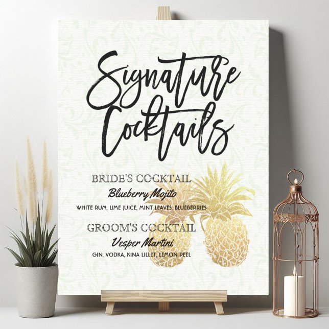 Affiches Signature Cocktail Boisson Menu Mariage Décor Sign (Créateur téléchargé)
