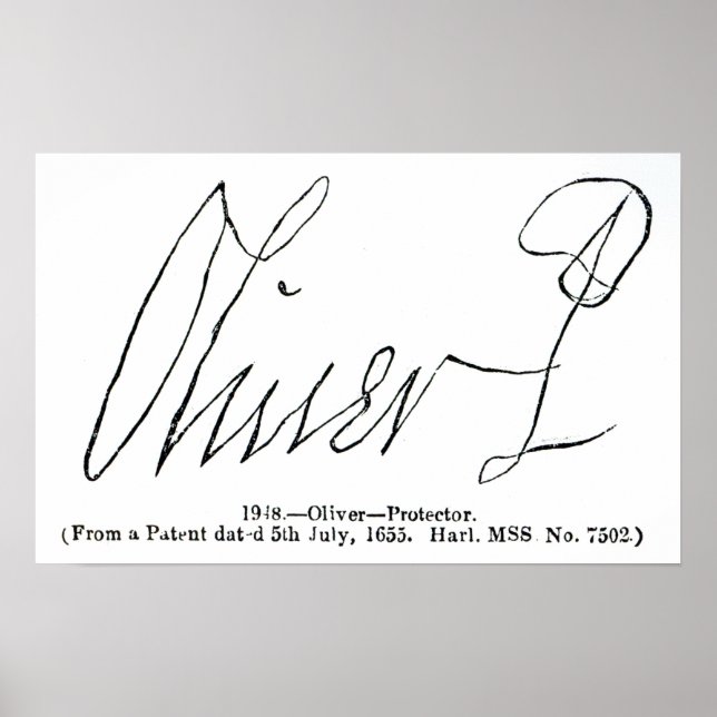 Affiches Signature de Oliver Cromwell Lord Protector (Devant)