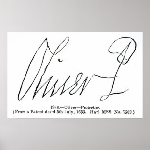Affiches Signature de seigneur Protector d'Oliver Cromwell