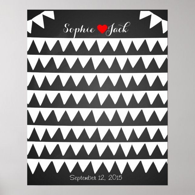 Affiches signature wedding guest book bunting flags (Devant)