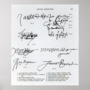 Affiches Signatures d'écossais 15ème et de XVIème siècle