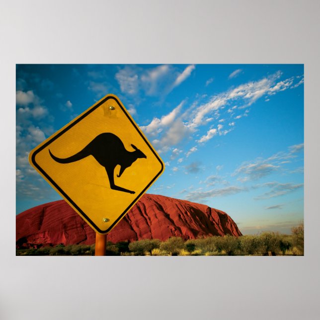 Affiches signe ayers rock kangourou (Devant)