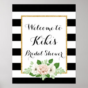 Affiches Signe d'accueil de la douche nuptiale florale mode