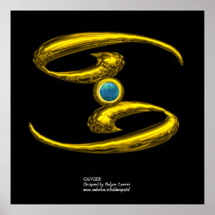 AFFICHES SIGNE D'ANNIVERSAIRE CANCER/OR ZODIAC