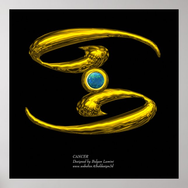 AFFICHES SIGNE D'ANNIVERSAIRE CANCER/OR ZODIAC (Devant)