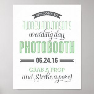 Affiches Signe de cabine photo Mariage vert Mint