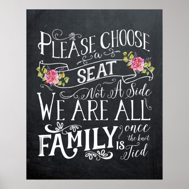 Affiches Signe de mariage célébration choisissez un siège e (Devant)