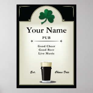 Affiches Signe de Pub, Pub irlandais, personnalisé