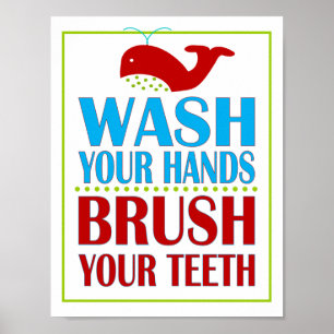 Affiches Signe de rappel pour la salle de bain pour enfants