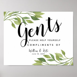 Affiches Signe de toilettes pour gents produits de toilette