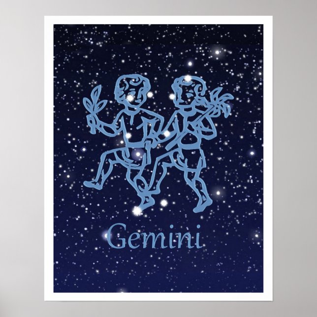 Affiches Signe Gemini Constellation et Zodiaque avec étoile (Devant)
