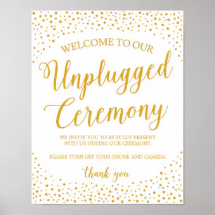 Affiches Signe Mariage débranché Gold Confetti