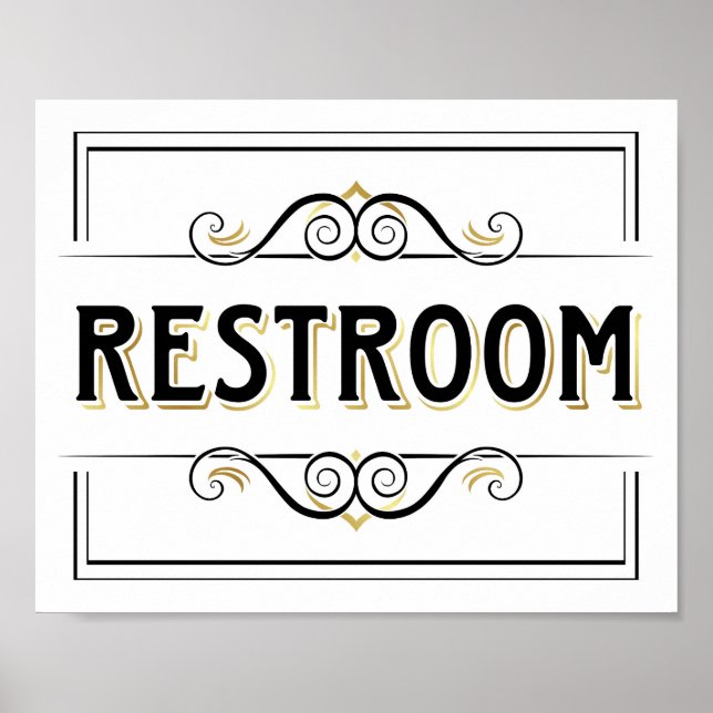 Affiches SIGNE RESTROOM OR vintage Imprimer (Devant)