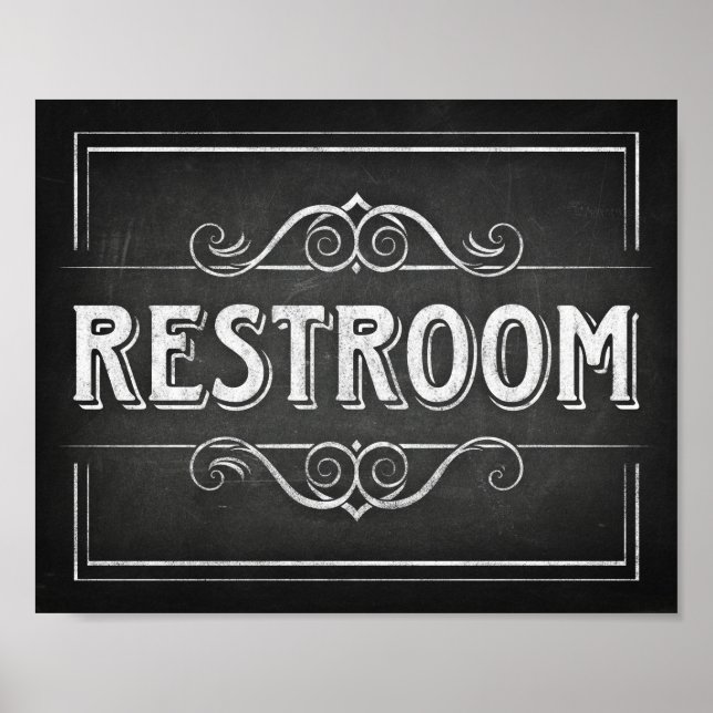 Affiches Signe RESTROOM Style Chalk Imprimer (Devant)