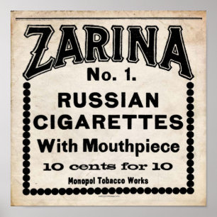 Affiches Signe russe de cigarette de Zarina