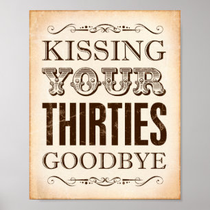 Affiches SIGNE vintage IMPRIMER KISSING VOS TRENTE BIODBYE
