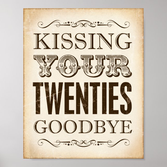 Affiches SIGNE vintage IMPRIMER KISSING VOS VINGT BIODBYE (Devant)