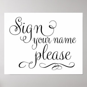 Affiches Signer votre nom s'il vous plaît Mariage du livre
