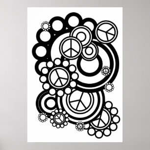 Affiches Signes de paix avec cercles noir et blanc