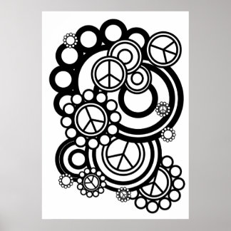 Affiches Signes de paix avec cercles noir et blanc