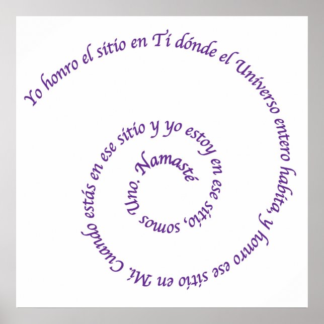 Affiches Signification de Namaste' en Español (Devant)