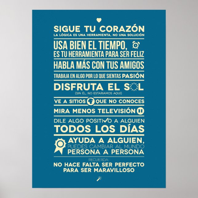 Affiches Sigue tu corazón - Bleu (Devant)