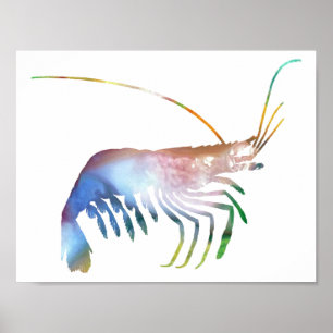Affiches Silhouette Abstraite de crevettes